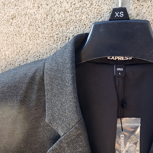 EXPRESS One Button Grey/Black Blazer Womens Size L NEW - Picture 2 of 9